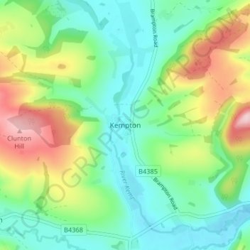 Mapa topográfico Kempton, altitud, relieve