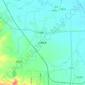 Mapa topográfico Kuangshan, altitud, relieve