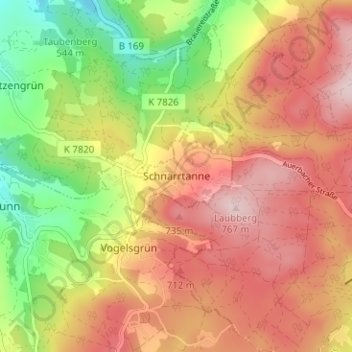 Mapa topográfico Schnarrtanne, altitud, relieve