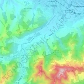 Mapa topográfico Gessi, altitud, relieve