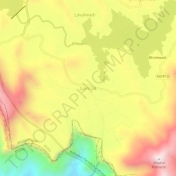 Mapa topográfico Samrad, altitud, relieve