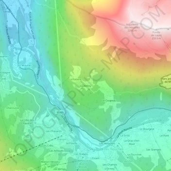 Mapa topográfico Le Bettey, altitud, relieve