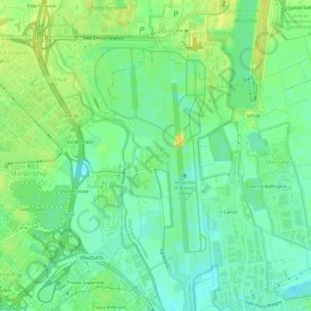 Mapa topográfico Linate, altitud, relieve