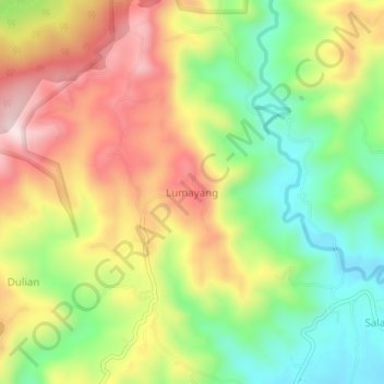 Mapa topográfico Lumayang, altitud, relieve