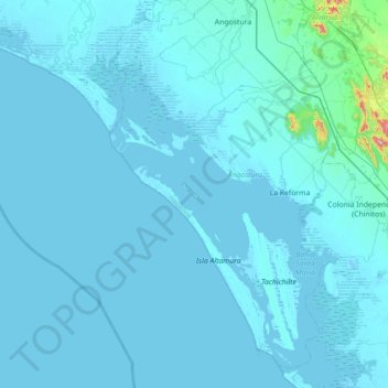 Mapa topográfico Las Tunitas, altitud, relieve