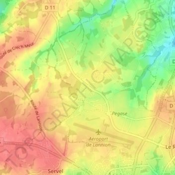 Mapa topográfico Le Rhu, altitud, relieve