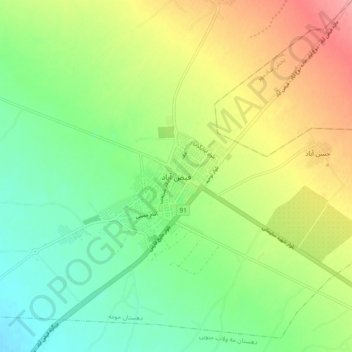 Mapa topográfico Feyzabad, altitud, relieve