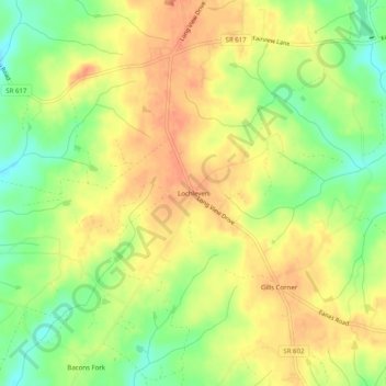 Mapa topográfico Lochleven, altitud, relieve