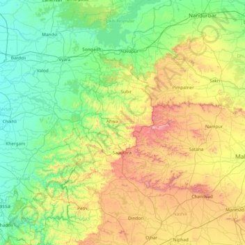 Mapa topográfico The Dāngs, altitud, relieve