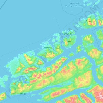 Mapa topográfico Averøya, altitud, relieve