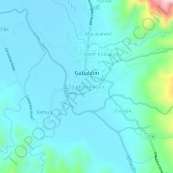 Mapa topográfico South Poblacion, altitud, relieve