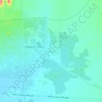 Mapa topográfico Al Hasamah, altitud, relieve