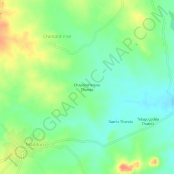Mapa topográfico Chapencheruvu Thanda, altitud, relieve