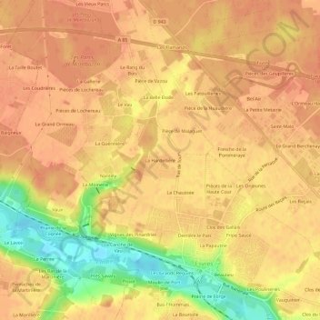 Mapa topográfico La Hardellière, altitud, relieve