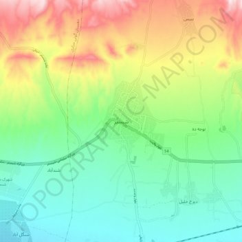 Mapa topográfico Shabistar, altitud, relieve