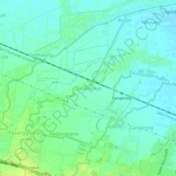 Mapa topográfico Danamulya, altitud, relieve