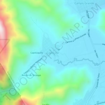 Mapa topográfico Capoluca, altitud, relieve