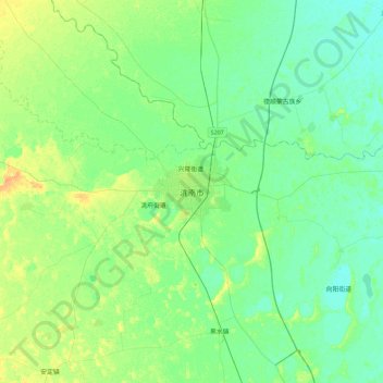 Mapa topográfico Taonan, altitud, relieve