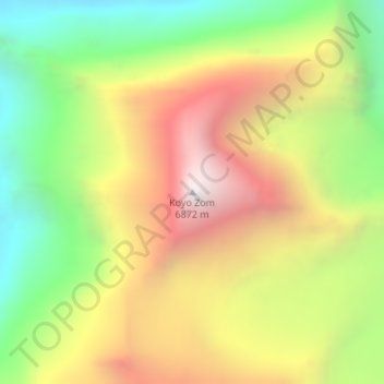 Mapa topográfico Koyo Zom, altitud, relieve