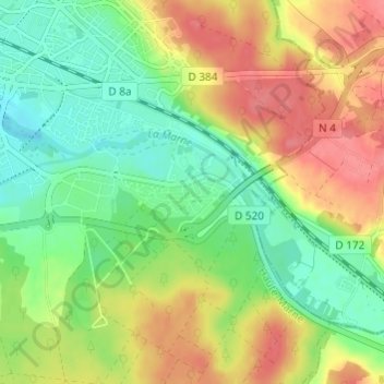Mapa topográfico Marnaval, altitud, relieve