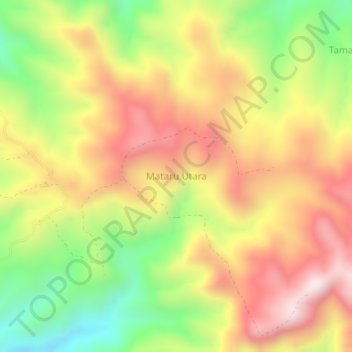 Mapa topográfico Mataru Utara, altitud, relieve