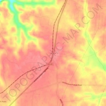 Mapa topográfico Leoma, altitud, relieve