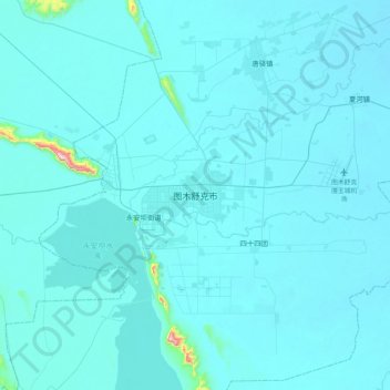 Mapa topográfico Tumshuq, altitud, relieve