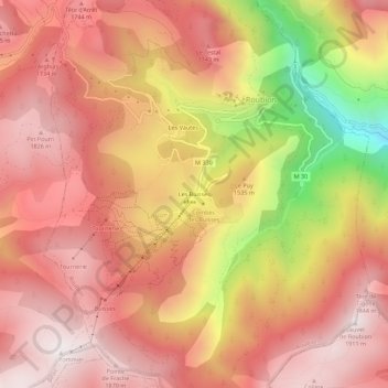 Mapa topográfico Les Buisses, altitud, relieve