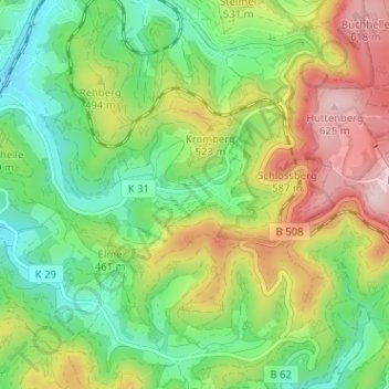 Mapa topográfico Grund, altitud, relieve