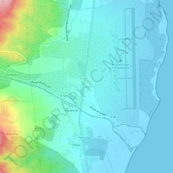 Mapa topográfico Travo, altitud, relieve