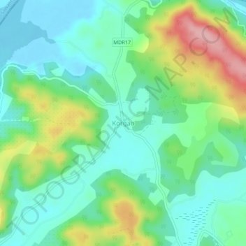 Mapa topográfico Korgao, altitud, relieve