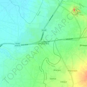 Mapa topográfico Dharuhera, altitud, relieve