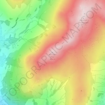 Mapa topográfico Wansfell Pike, altitud, relieve