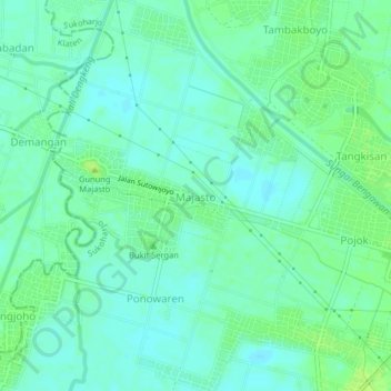 Mapa topográfico Majasto, altitud, relieve