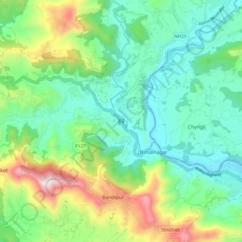 Mapa topográfico Dumre, altitud, relieve