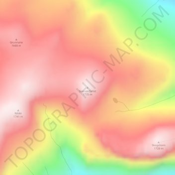 Mapa topográfico Skarvanfjellet, altitud, relieve
