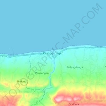 Mapa topográfico Pasongsongan, altitud, relieve