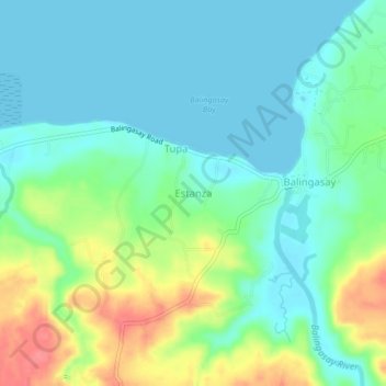 Mapa topográfico Estanza, altitud, relieve