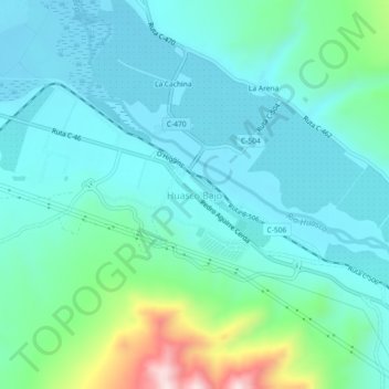 Mapa topográfico Huasco Bajo, altitud, relieve