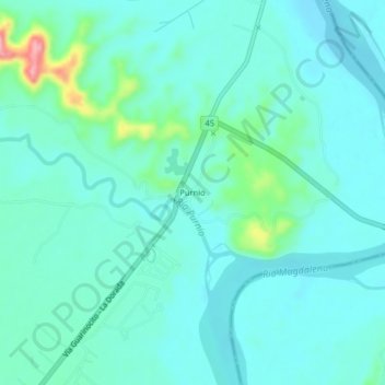 Mapa topográfico Purnio, altitud, relieve