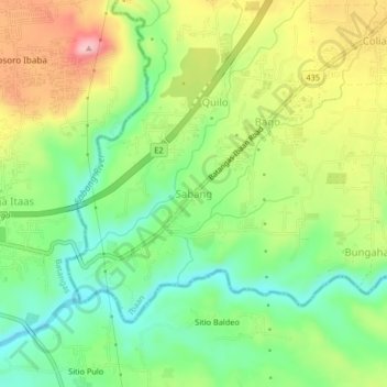 Mapa topográfico Sabang, altitud, relieve