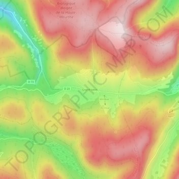 Mapa topográfico Grand Valtin, altitud, relieve