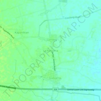 Mapa topográfico La Purisima, altitud, relieve