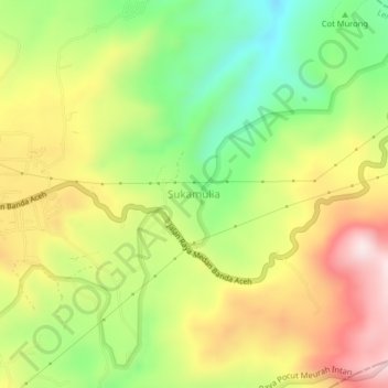 Mapa topográfico Sukamulia, altitud, relieve