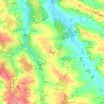 Mapa topográfico Le Baradieu, altitud, relieve