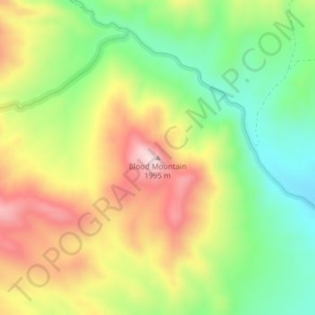 Mapa topográfico Blood Mountain, altitud, relieve