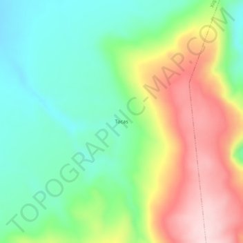 Mapa topográfico Tocas, altitud, relieve