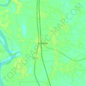 Mapa topográfico Beldanga, altitud, relieve