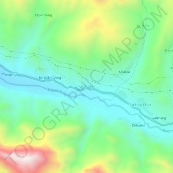 Mapa topográfico Mulbekh, altitud, relieve