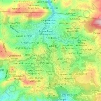 Mapa topográfico Kagitingan, altitud, relieve